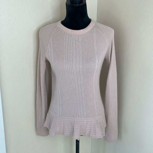 Tory Burch Margaret peplum dusty pink silk cashmere sweater - Picture 1 of 10